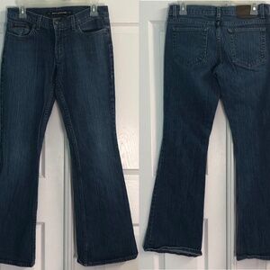 3/$40 Vtg 90s/Y2K DKNY Dark Wash Flared Leg Low Rise Denim Blue Jeans Jrs 7R